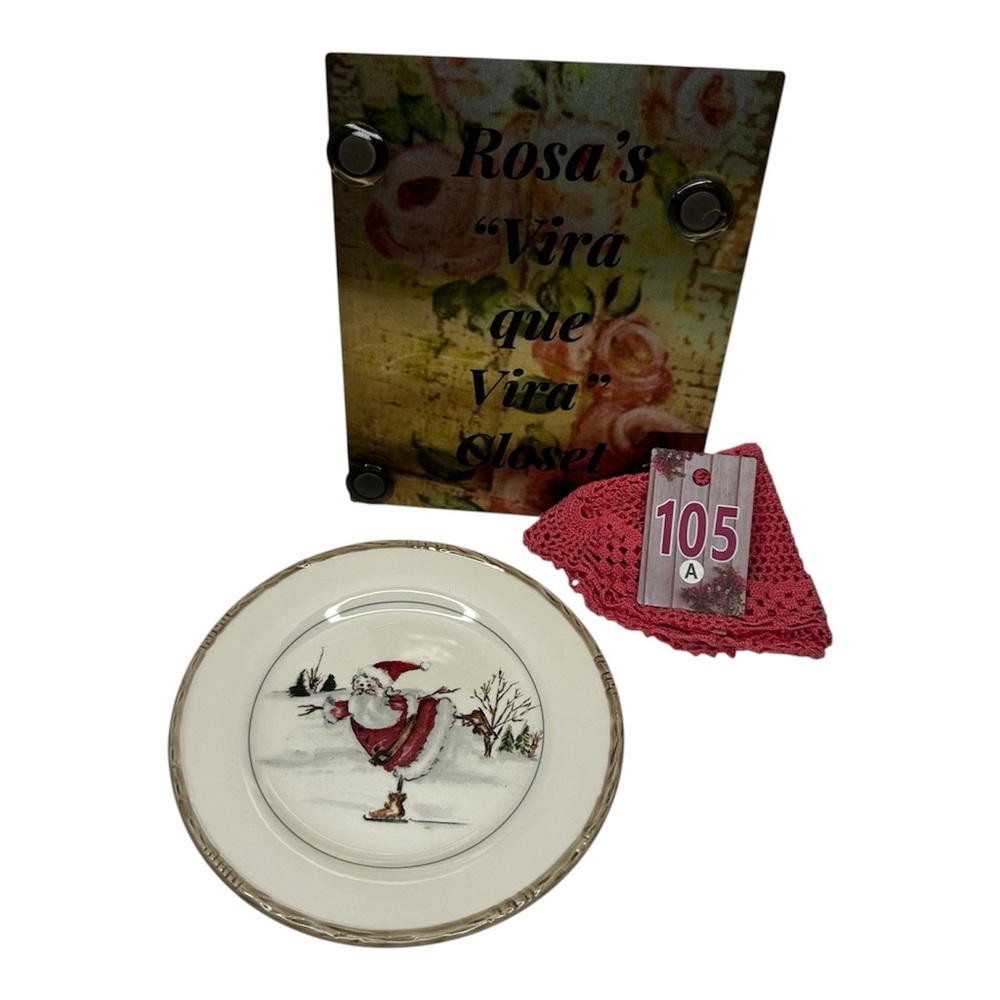 American Atelier Santa Claus Ceramic Salad Plate